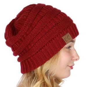 Red knit C.C beanie hat